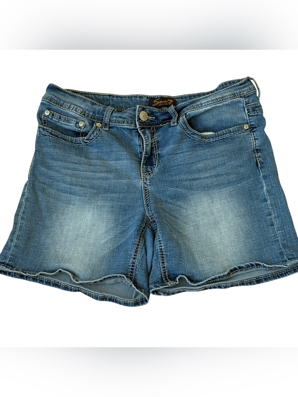 Seven7 Womens Denim Jean Shorts Size 12 Medium Wash Stretch